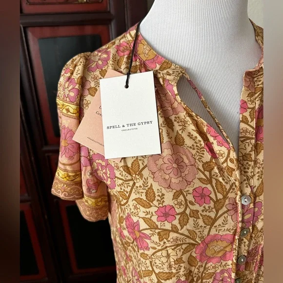 Spell Love Story Blouse in Peach Blossom Size XS NWT - Picture 6 of 8